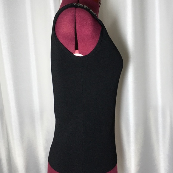 Joseph A Rhinestone Neckline Black Knit - Picture 3 of 8